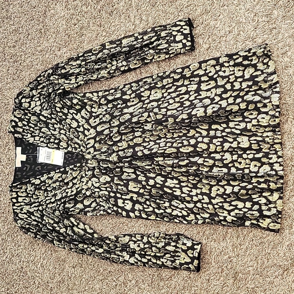 Michael Kors Mini Dress Gold Black Long Sleeve Cocktail Holiday Party NYE 4 New - Picture 6 of 16